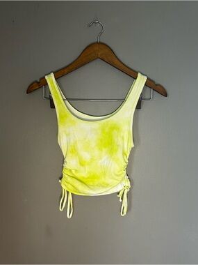 Hollister Yellow Tie Dye Ruched Tank Top Size Small Adjustable Side Drawstring